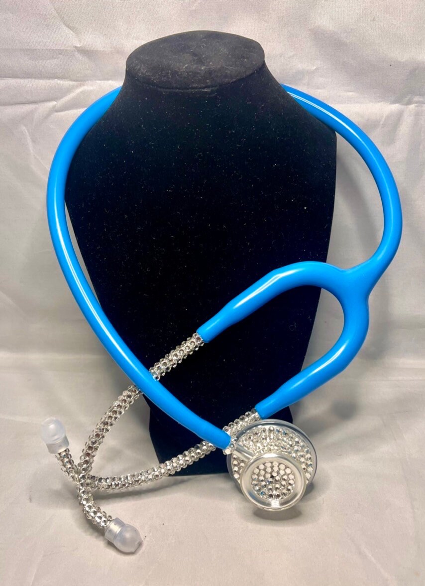 Turquoise Blue Bling Stethoscope Clear Ice Rhinestone Etsy Ireland