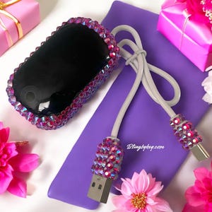 Pulsoksymetr w kolorze różowej waty cukrowej: Monitor pracy serca z kryształkami, sprzęt pielęgniarski