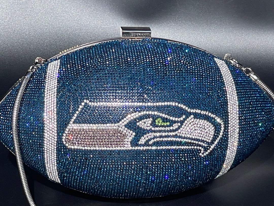 Seahawks Rhinestone Football Purse Custom Bling Clutch Etsy