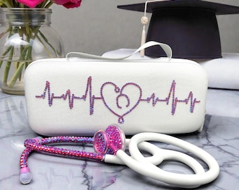 Personalized White Cotton Candy Bling Stethoscope,  Rhinestone Nurse Gift, Coat Ceremony keepsake