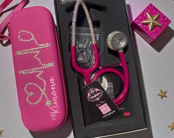 Bling Stethoscope Littmann Classic III Raspberry | Rhinestones | Personalized Nurse Gift | Healthcare Fashion | Medical Professional