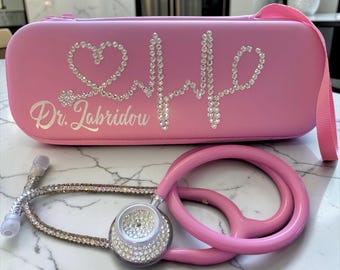 Inner Peace Pink Bling Stethoscope Bundle, Rhinestone Littmann, MDF Acoustica, Personalized Medical Gift,