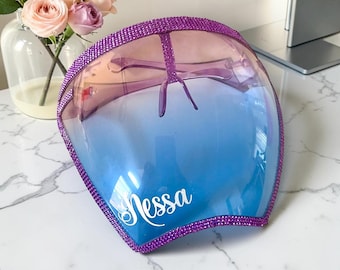 Personalized Sparkle Face Shield, Rhinestone Trim with Reusable Anti-Fog Protection