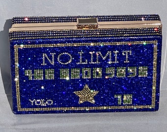 No Limit Credit Card | Rhinestone Purse | Bling Evening Bag | Crystal Clutch | Bedazzle Gift | Ultra Sparkle | Exclusive