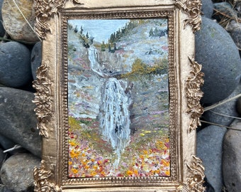 CUSTOMIZABLE Mini oil painting with a gold frame. Perfect gift for significant people in your life.