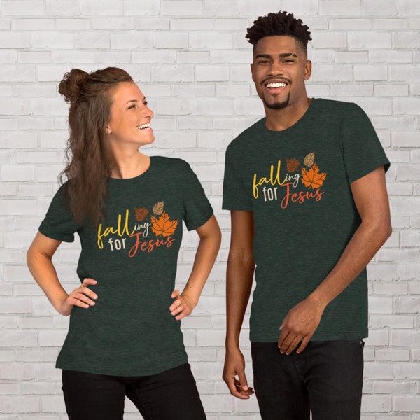 Falling for Jesus Unisex T-Shirt | Christian Women | Christian Men | Christian Woman | Christian Man | Fall | Autumn | Jewel Tone | Orange