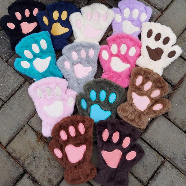 Gants Pattes De Chat Telooco - Sans Doigts Avec Coussinets 3D - Cosplay Halloween Déguisement