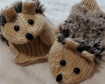 Soft and Fluffy Hedgehog Mitten Buddies