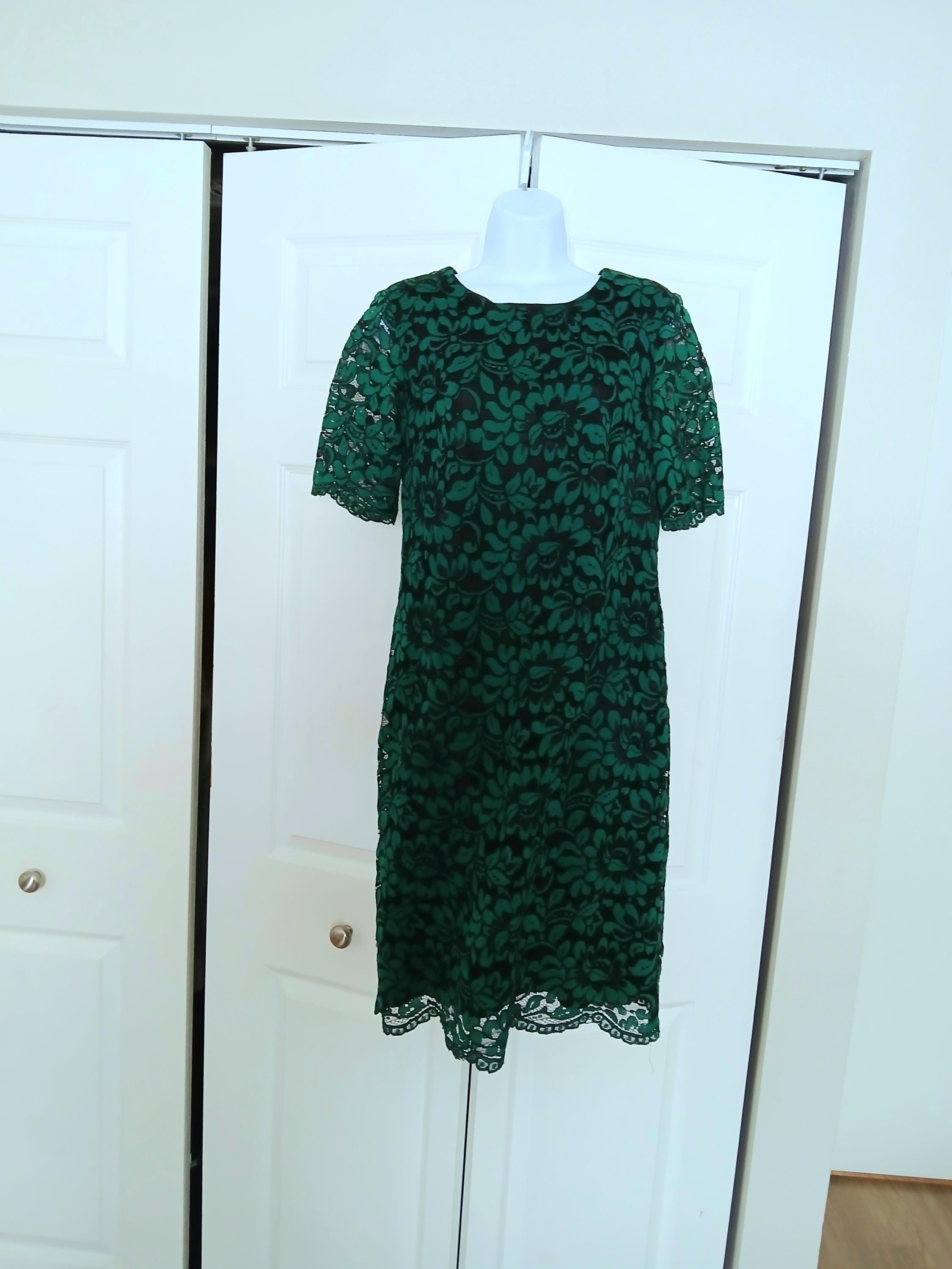 green emerald velvet dress Dark Green Satin Dress With Black Lace Overlay  Fatty and Wonk
