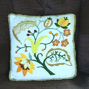 Botanical Crewel Sampler Pillow