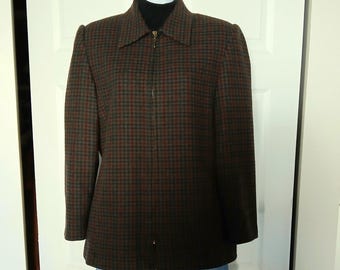 Womens Wool Tweed front zip jacket size small/Size 8