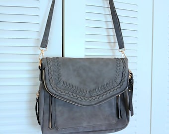 Gray Faux Suede Western purse