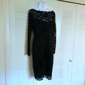Womens Black Lace long sleeve dress XL