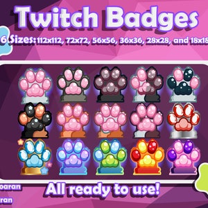 Twitch sub badges|| Bit Badges || 15 Kitty toe bean Twitch Badges || cute || kawaii || Kitty toe beans || stream badges emotes