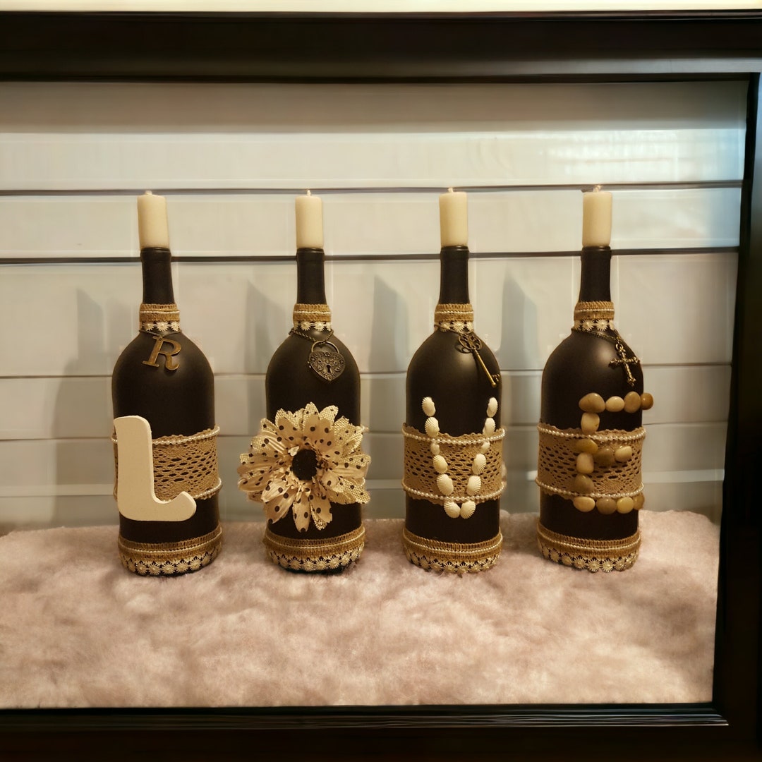 LOVE Wine Bottles Decor - Etsy
