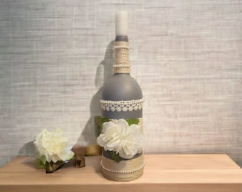 FLORAL CANDLE wine bottle decor