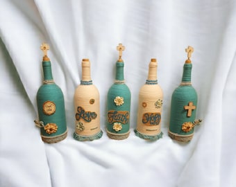 LOVE, FAITH, HOPE Wine Bottle Decor