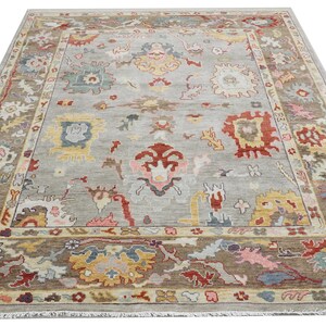 Oushak Rug 8x10 Turkish Hand-Knotted Wool, Muted Colors, Low Pile