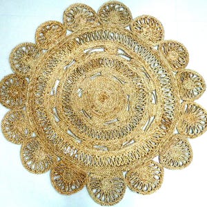Hand knitted rug, Braided jute rug, Round rug, All Sizes Available, Quick Ship.