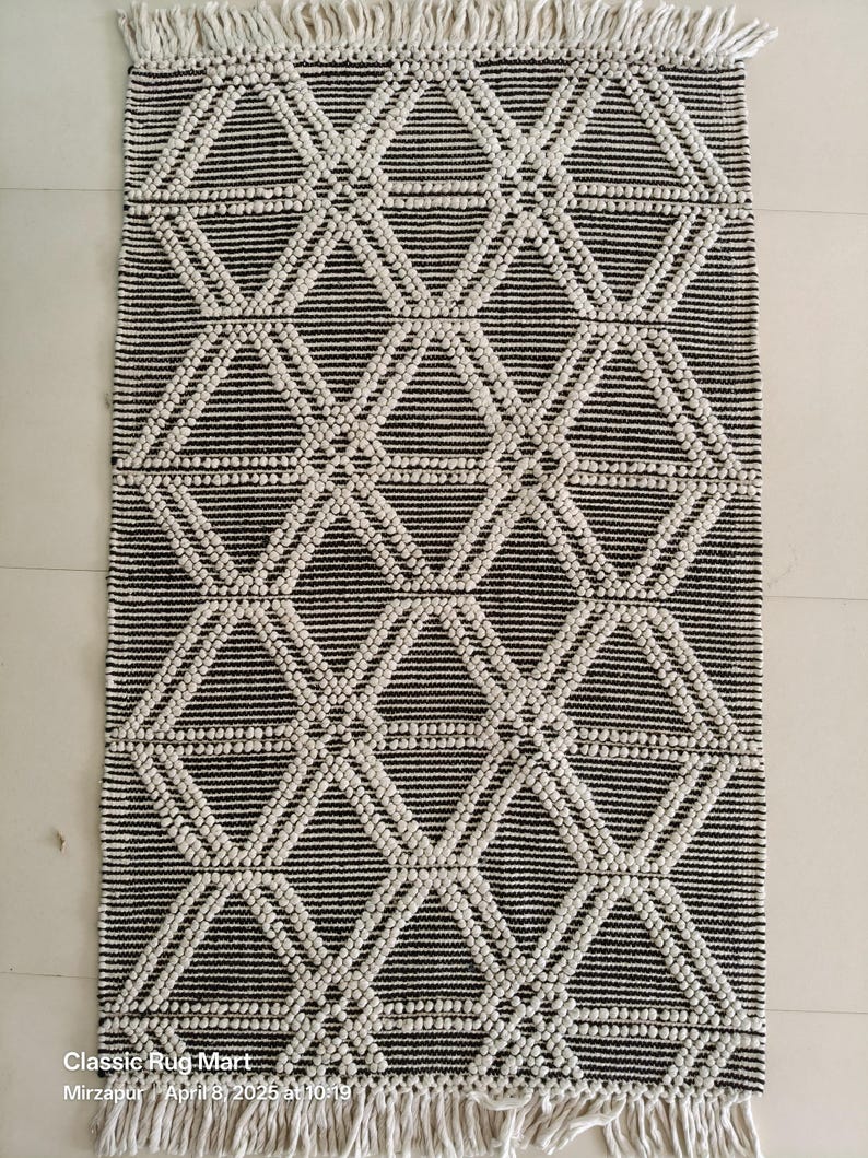 Chunky weave wool rug, natural wool rug, mix weave wool rug, boho home decor rug, indoor rug,