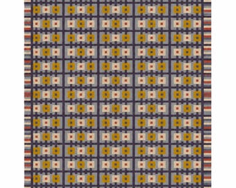 Handwoven Dhurrie Rug, Mustard Geometric Area Rug, Navy Gray Flatweave Carpet, Modern Tribal Rug for Living Room Bedroom