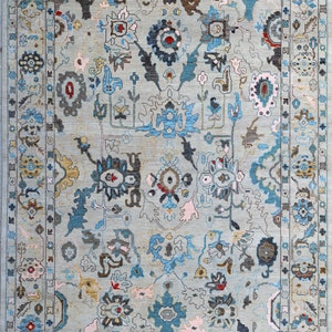 Handmade Ivory Wool Rug: 9x12 Persian Floral Carpet