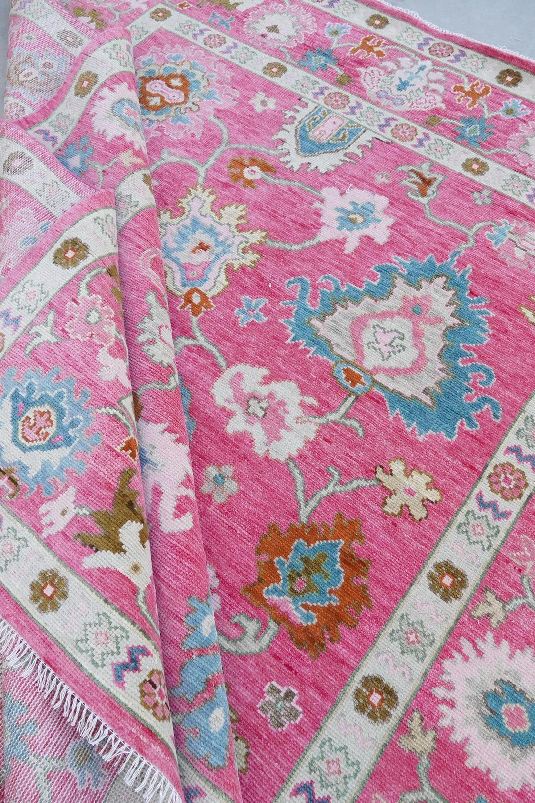 Hand-knotted Pink Oushak Style Wool Rug 2x3 to 12x15, Living Room Area ...