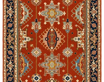 Hand Knotted Turkish Rug, Red Oriental Area Rug, Traditional Wool Carpet, Style Rug, Vintage Boho Home Decor