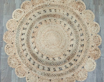 Jute Round Rug Soft Braided Organic Natural Eco-Friendly Indoor Floor Decor Custom Size