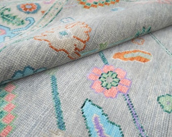 12x15 Oushak rug, Grey hand knotted carpet, 8x10, 9x12, 10x14 wool rug for kids room, home decor rug.