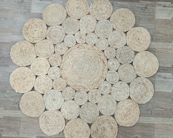 Jute Rug Braided Round Natural: Soft Organic Handmade Living Room Area Rug
