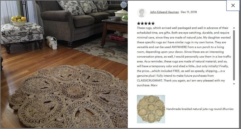 Jute Round Rug, Indoor Floor Decor