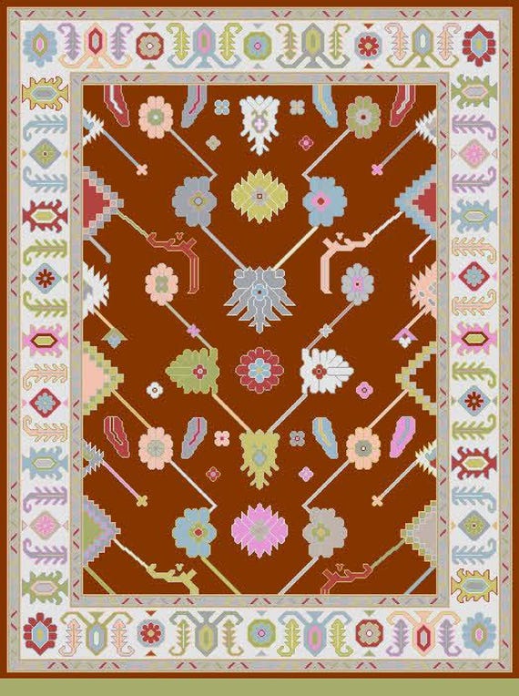 Oushak Rug 8x10 Wool: Hand-Knotted Turkish Floral Carpet
