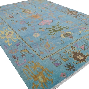10x14 Vintage Turkish Oushak Rug: Hand-Knotted Wool Floor Rug