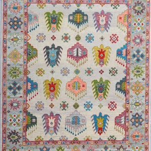 Ivory Exquisite Oushak style Hand Knotted Rug 4x6, 5x8, 6x9, 8x10, 9x12, 10x14 ft Contemporary Handmade Rugs for Living Room