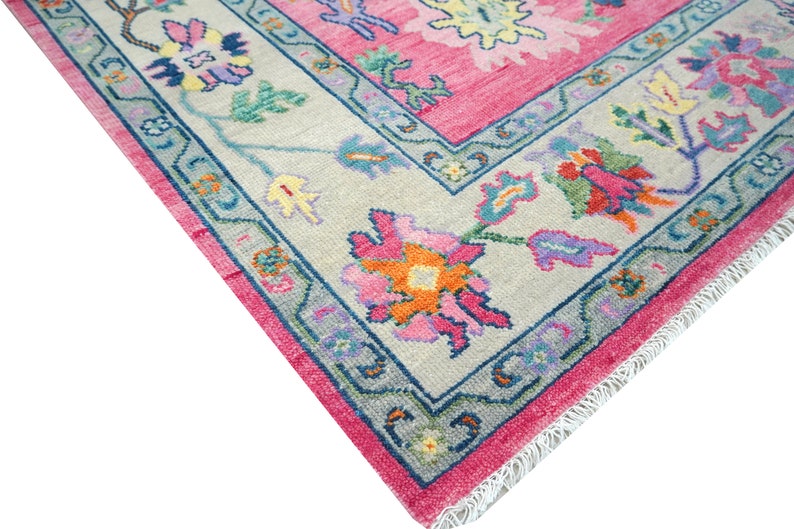 Pink Oushak Rug: 2x3,3x5,4x6,5x7,5x8,6x9,8x10,9x12 Indian Wool Carpet ...