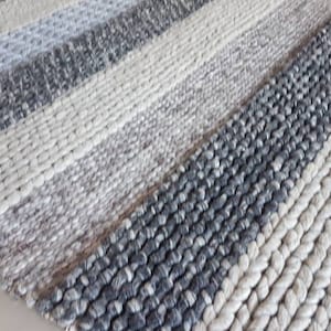 Handwoven Chunky Wool Rug - Textured Home Decor Accent