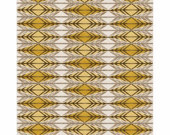 Handwoven Dhurrie Rug, Mustard Yellow Geometric Carpet, Ivory Flatweave Area Rug, Modern Boho Rug for Living Room Bedroom