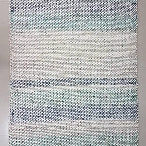 Grof wollen vloerkleed gevilt handgeweven jutemix, dik witgrijs aangepaste maten