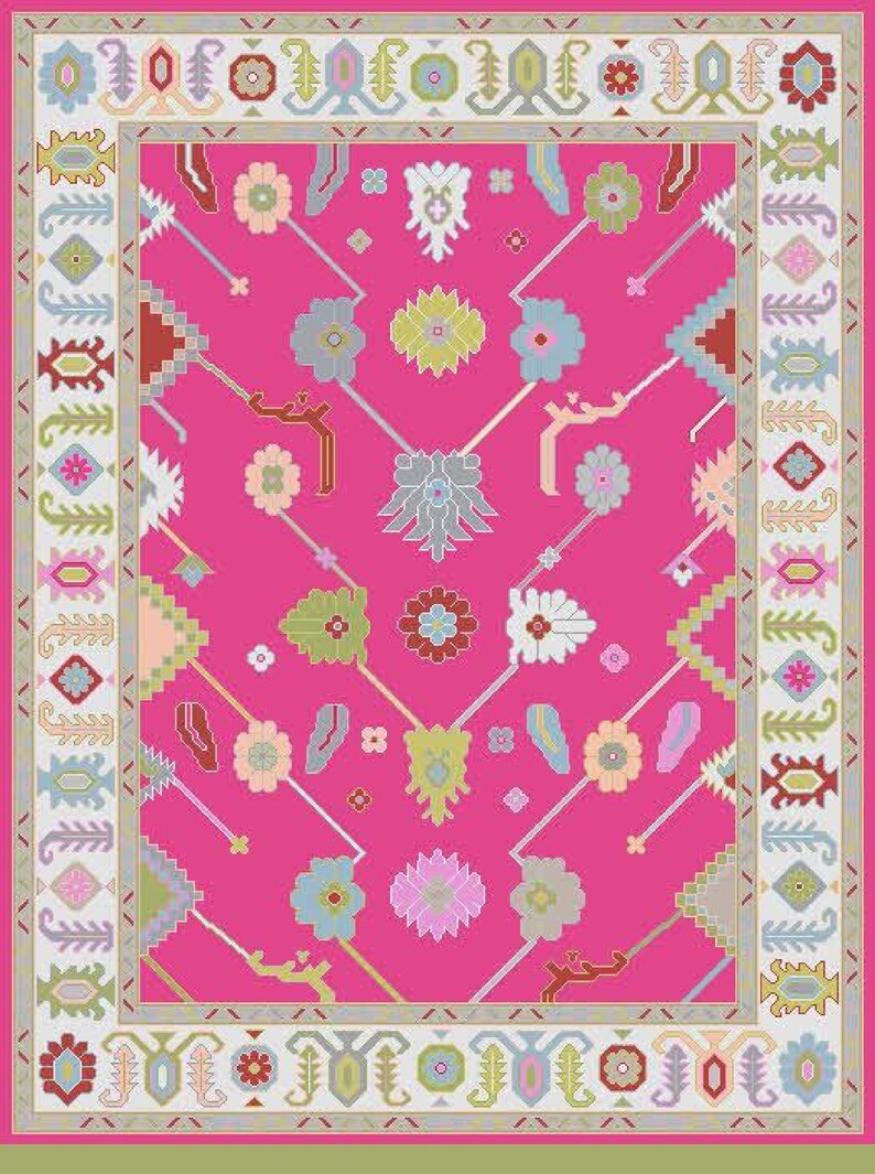 Hand-knotted wool rug in floral Turkish Oushak style, 8x10; blue-gray field with teal, rust, and peach blossoms.