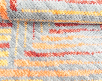 Modern Indian Oushak Wool Rug - Textured Orange and Gray 3x5 to 10x14 Options