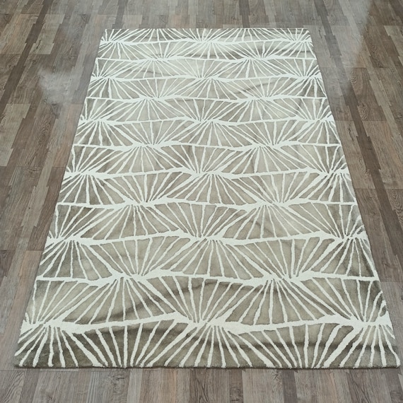 Handtufted Rug Wool Gray: Textured Loop Modern Area Accent Carpet