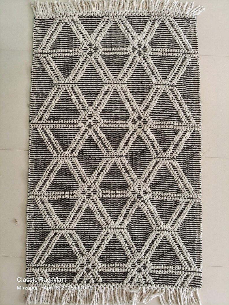 Chunky weave wool rug, natural wool rug, mix weave wool rug, boho home decor rug, indoor rug,