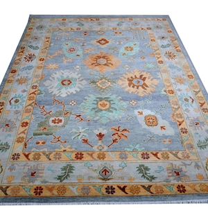 Farmhouse Chic: Hand-Knotted Oushak Rug, Custom Sizes Available, Fast Shipping