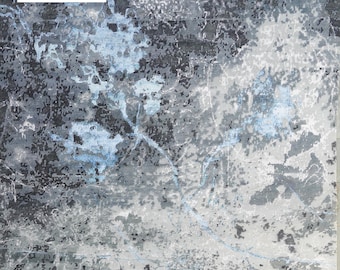 Oversize Ocean Art Rug - Hand Knotted Indo Tibetan 9x12 Living Room Decor