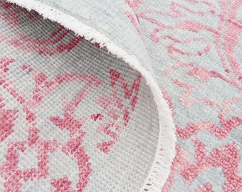 Pink Abstract Handmade Wool Rug - Persian Inspired Design, Rare Find 2x3 to 12x15 FT