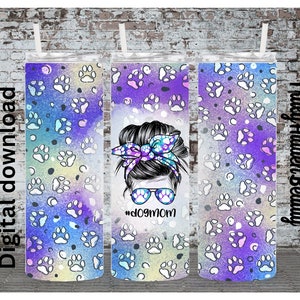 Dog mom tumbler wrap, paw print tumbler design, 20oz sublimation tumbler, png tumbler wrap, mom tumbler wrap
