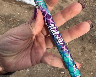 Mermaid glitter pen, epoxy pen, mermaid lovers gift, personalized pen, customized pen, purple pen, blue pen, uv resin pen, mermaid gift
