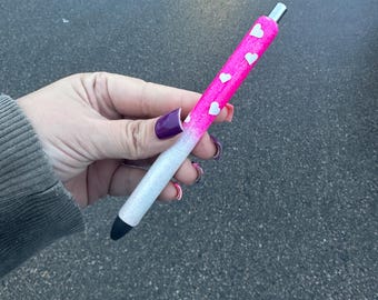 Bolígrafo con purpurina para San Valentín, bolígrafo con efecto ombré, bolígrafo de resina ultravioleta, regalo de San Valentín, bolígrafo personalizado, material de oficina, bolígrafo con forma de corazón, bolígrafo rosa, bolígrafo Paper Mate