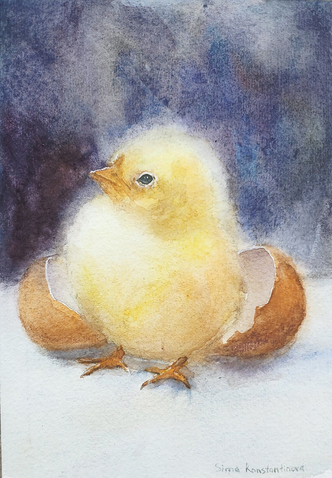Newborn Chick Art Original Watercolor Painting Small Bird | Etsy